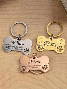 1pc Customized Pet Dog Tag, Fashionable Personalized Double-Sided Deep Engraved Cat & Dog Tag, Personalized Cat & Dog Puppy Pet ID Pendant, Collar Pendant - Multicolor - View 5