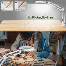 Magnifier LED Lamp, 10X Magnifying Glass Desk Table Light Reading Lamp With Base And Clip, Dimmable, Adjustable Warm And Cool Lights, Adjustable Rocker Arm - trắng - Xem 6