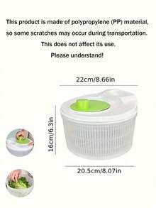 1pc Manual Vegetable Dehydrator, Includes Washing Bowl, Draining Basket & Rotating Handle - Durable ABS Material, No Electricity Needed - Ideal For Quickly Making Salads And Removing Vegetable Moisture, Food Dehydrator, Draining Basket - Multicolor - View 12