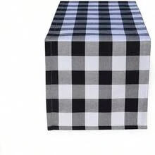 Estilohome.Fsn - Camino De Mesa De 35,5 X 81,3 Cm, 100% AlgodóN, DiseñO De BúFalo, Color Blanco Y NegroVersióN Mejorada - Blanco y Negro - Ver 12