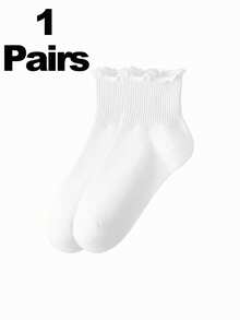1 Pair/3 Pairs/6 Pairs Thin Cuffed Ankle Socks, Cute Fresh Ruffle Edge Socks For Women, Spring & Autumn - Multicolor - View 5