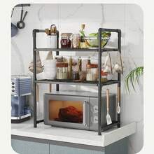 1pc Microwave Oven Storage Rack For Kitchen Oven Cabinet - Thickened Microwave Oven Storage Shelf - Multi-Layer Home Kitchen Storage Dish Cabinet & Kitchen Storage & Racking Shelf - Multicolor - View 8