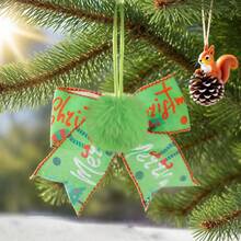 Adornos navideños de lazo, bolas de piel sintética con purpurina para colgar en el árbol de Navidad - Verde - Ver 2