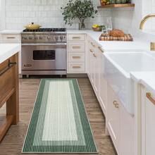 Washable Indoor Modern Bordered Accent Rug Soft Gradient Carpet Faux Wool Print Rug Stain Resistant Indoor Carpet With Non-Slip Backing Non-Shedding Low Pile Floor Cover For Laundry Kitchen Entryway - Green - View 4