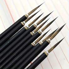 6 Pieces/Set Of Brushes, Brushstroke Tracing Line Figure Flower And Bird Fine Gold Style Brush, Copper Head Hook Brush, Exquisite Calligraphy Brush - 黑色 - 查看 7