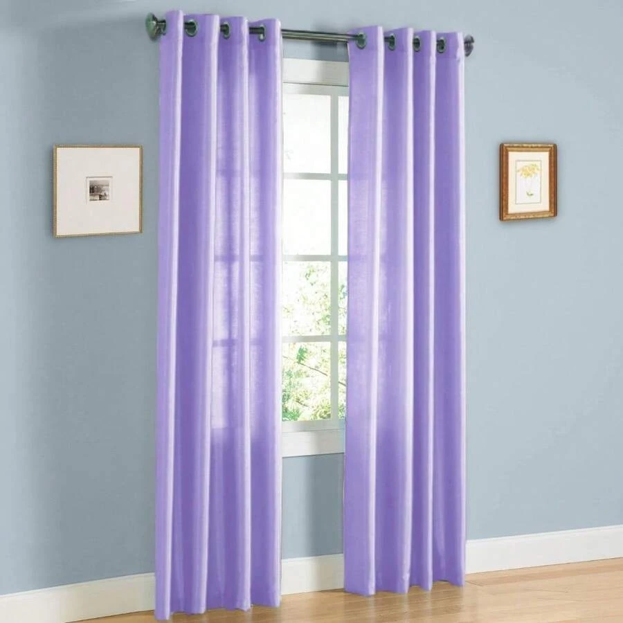2Pc Semi Sheer Window Curtain DRESSING Home Grommets Top Solid Color,ZXCFTE - 淡紫色 淺紫色 - 查看 1