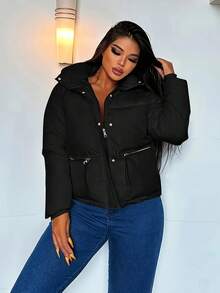 Women Winter Coats - Black - View 2