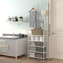 Estantería apilable y organizador de zapatos metálico multiusos con 4/5 niveles para 18 pares de zapatos, con armario para ropa, estantería para zapatos con casilleros para sombreros y abrigos, estantería de entrada para múltiples almacenamientos