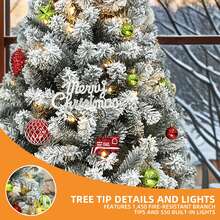 7.5ft Prelit Snow Flocked Artificial Full Christmas Tree With 1550 Branch Tips And Foldable Base For Home - 美規A型插(110-127V) - 查看 7