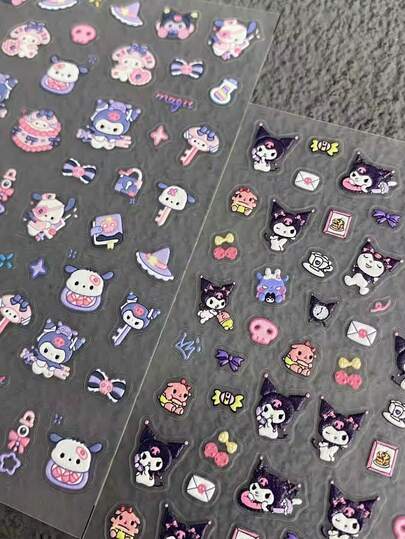 Sanrio 1/2pcs [Cute Pet Carnival Series] Nail Stickers Sanrio Five Star 5D 3D Relief Stickers Genuine Authorization Reward Stickers Waterproof Mobile Universal