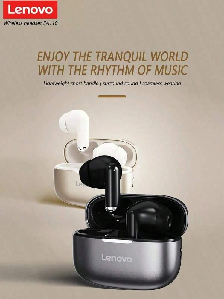 Auriculares inalámbricos Lenovo EA110, Bluetooth 5.4, auriculares con control táctil inteligente, larga duración de la batería, compatible con Android e iOS, calidad de sonido HD, reducción de ruido en llamadas, adecuado para uso diario en la oficina, estudio, juegos, auriculares - Unitalla - Añade 4