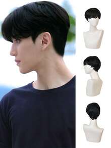 Black Anime Wig With Bangs - Heat Resistant, Short Straight Style For Cosplay & Daily Wear,Halloween, Party