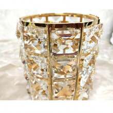 Metal Makeup Brush Storage Tube Eyebrow Pencil Makeup Organizer Bead Crystal Jewelry Storage Box - Multicolor - View 8