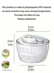 1pc Manual Vegetable Dehydrator, Includes Washing Bowl, Draining Basket & Rotating Handle - Durable ABS Material, No Electricity Needed - Ideal For Quickly Making Salads And Removing Vegetable Moisture, Food Dehydrator, Draining Basket - Multicolor - View 10