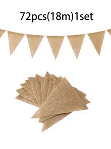 13条3.5米可重复使用亚麻三角旗 - 复古黄麻三角旗串旗，适用于派对装饰、教室、学校、嘉年华、圣诞节、圣帕特里克节、复活节、情人节、斋月、开斋节、狂欢节、聚会、毕业典礼、乡村风格婚礼、生日装饰、节日装饰和家居悬挂装饰 - 棕色 - 查看 12