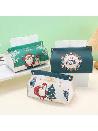 Lyxig minimalistisk julserie rektangulär PU-läder näsdukslåda, hem, matbord, hotell, bil näsdukshållare