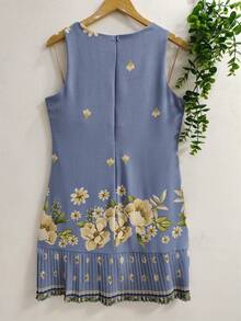 Plain  Dress With Fake - Teal Blue - View 2