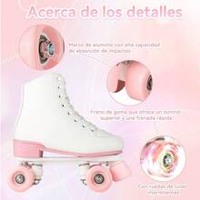 YYW Women's Roller Skates High-Top PU Leather With Classic Double-Row Wheel Design Suitable For Both Indoor And Outdoor Use Ideal For Beginners Pink And White Color Combination Stylish And Beautiful - trắng - Xem 2