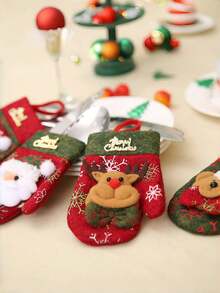 Cutlery Bag, Absorbent Cutlery Bag, Christmas Socks Knife And Fork Bag, Cutlery Storage In The Shape Of Christmas Stockings, Reusable, Suitable For Travel, Restaurant, Student, Christmas Gift Set, Holiday Gift, Storage Container