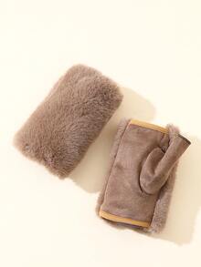 1 Pair Women's Suede Gloves, Warm Finger-Separated Cycling Gloves With Thermal Lining For Autumn/Winter - Fingerless Gloves - View 8