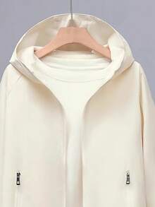 女式轻薄风衣夹克，短款休闲工装风外套，宽松版型，百搭，春秋季 - 杏色 - 查看 3