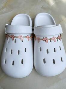 1 Stück Rosa Schmetterling Kette DIY Schuh Dekorations Set, geeignet für Clogs, Strandschuhe, Sandalen