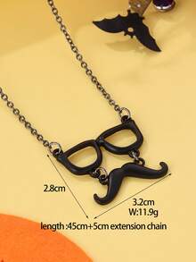 1 件锌合金黑色胡须形吊坠项链，适合女性在万圣节场合佩戴 - 均碼 - 查看 3