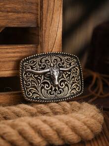 1pc Western Style Buckle, Waist Belt Buckle, Leather Belt Buckle, Animal Buckle - Western Buckle Pattern - View 1