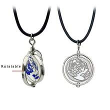 Fashion Blue Rotating Rose Pendant Necklace - Zinc Alloy Jewelry, Suitable For Parties And Valentine's Day Gifts - 項鍊 - 查看 5