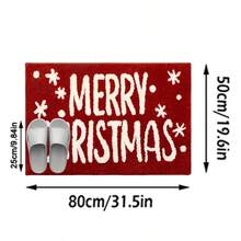 1 Stück moderner minimalistischer roter Schneeflocken & Buchstaben Willkommens-Fußmatte, weiches, wollähnliches Material, waschbar, geeignet für Eingang, Flur, Badezimmer, Terrasse, Waschküche, ganzjährig, Weihnachtsdekoration Küchenteppich