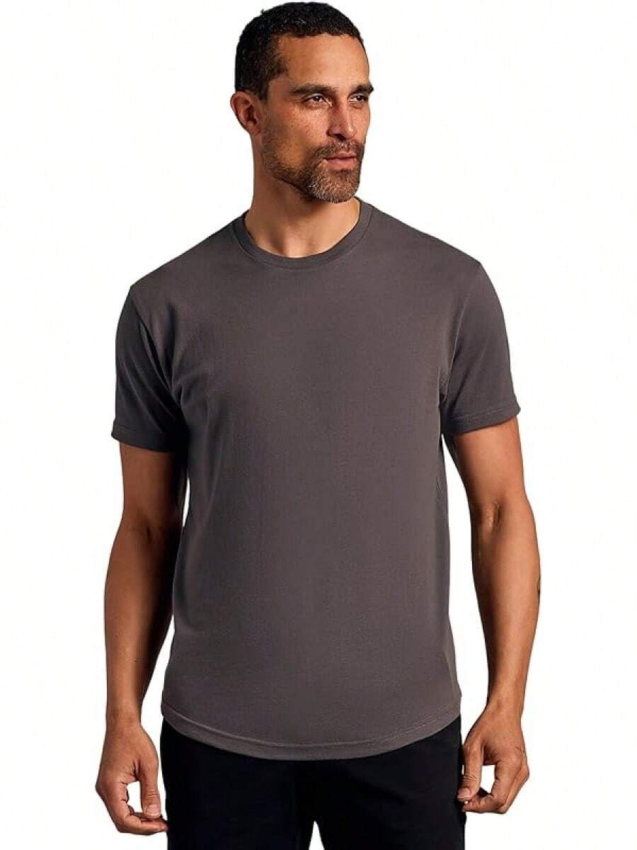 Mens T-Shirts – Curved Hem Tee Mens, Hipster Shirts For Men, Long Tail T Shirts For Man, Drop Cut Lounge/Sleephalloween - Carbon - View 1