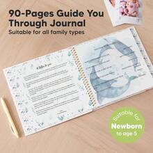 First 5 Years Baby Memory Book Girl, Boy - 90 Pages Hardcover First Year Milestone Keepsake Book, Newborn Scrapbook For New Parents, Minimalist Photo Album Journal, Gift For Baby Shower (SeaWorld) - 海洋世界 - 查看 5