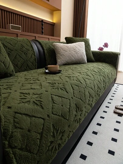 Luxury Plush Sofa Cover - Thick, Warm, Anti-Slip, Suitable For Living Room, Office, Bedroom Decor - Machine Washable, Fits Single To 4-Seater Sofa