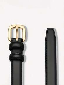 1/2pcs Women's Tight Waistband, Leather Solid Color Waistband With Gold Needle Buckle, Slim Fit Waistband For Jeans And Pants, Fashionable Design