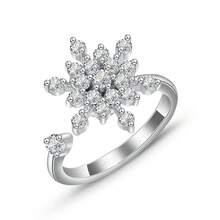 1 pièce Bague de soulagement de l'anxiété réglable et rotative pour femmes, en forme de fleur, cœur, flocon de neige, lune, étoile, nœud avec zirconium serti. Aide les femmes à soulager l'anxiété et le stress - Multicolore - Voir 15