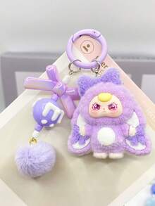 1 pieza Nuevo accesorio de moda de oso de felpa con grano DIY, bolsa ciega, colgante de escritorio, adorno de coche, llavero, llavero de muñeco 3D de dibujos animados, llavero de pareja de silicona cosida, mejor vendido celebridad/bebé accesorios de coche, llavero de accesorio de bolso cosido para amigo, regalo de fiesta de Navidad