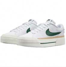 Nike New Lightweight, Comfortable And Durable Women's Daily Thick-Sole Sneakers. Court Legacy Lift Classic Tennis-Inspired Supportive Flat Shoes. White & Green Eye-Catching Retro Color-Blocking Platform Design Casual Skateboard Shoes. Must-Have For Petite DM7590-107 - White Green - View 2