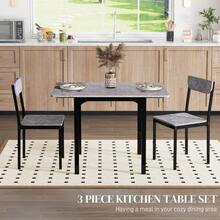 HOMCOM Dining Table Set For 2, 3-Piece Kitchen Table Set For 2, Folding Rectangular Dining Table With 2 Drop Leaves, 2 Chairs For Dining Room, Dinette, Breakfast Nook, Light Grey - Light Grey - View 3