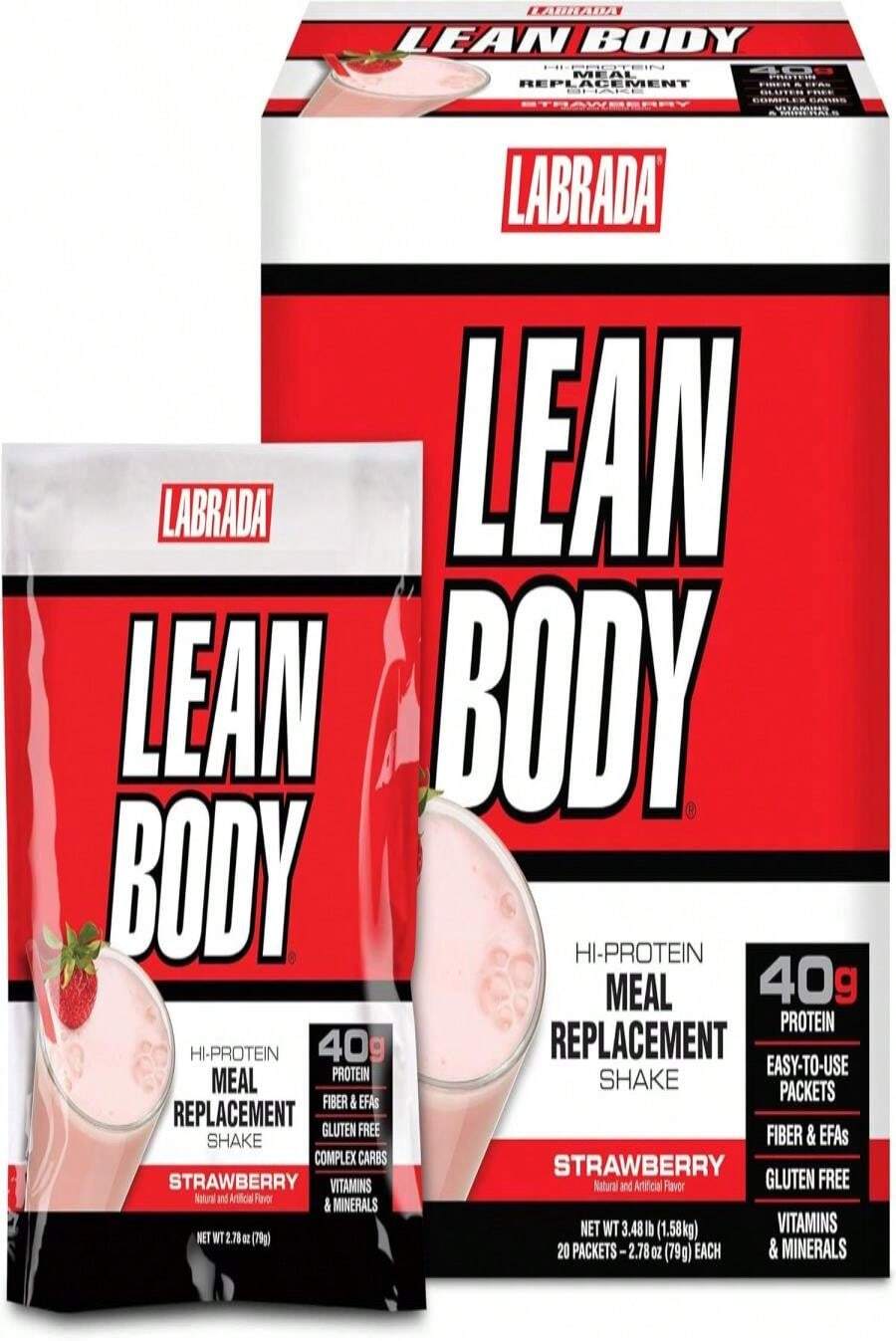 Labrada Nutrition Lean Body Hi-Protein Shake, Strawberry, 247-Pound Tub Strawberry PACKAGING MAY VARY - Flavor NameG - 查看 1