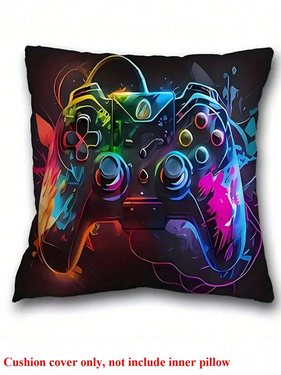 1 Vỏ gối họa tiết tai nghe chơi game nhiều màu, đồ trang trí nhà bằng vải dệt cho tiệc tùng ngày lễ, vỏ gối ôm phòng khách, phòng ngủ, vỏ gối trang trí mọi mùa, không ruột gối - Nhiều màu - Xem 1
