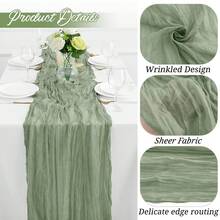 6/12Pack Sage Green Cheesecloth Table Runner 17x108Inch Spring Easter Cheese Cloth Table Runner 9FT Boho Gauze Table Runners Rustic Sheer Table Runners For Wedding Bridal Party Decor - màu xanh lá - Xem 5