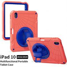 1pc Protective Case Compatible With Ipad 10th/9th/8th/7th/6th/5th Gen 11"/10.9"/10.2"/9.7"/8.3"/7.9", IPad 10th Gen 10.9" Tablet Protective Case With Pencil Slot, 360° Rotating Hand Strap And Stand, Compatible With IPad Mini 6, Mini 7, 8.3", IPad Pro 11", IPad Air 2/Pro/5/6, 9.7", IPad 7th/8th/9th Gen 10.2", IPad (A16) 11" 11th Gen 2025, IPad 11(A16 2025) (Red+Blue) - (Red and Blue) + Blue Shoulder Strap - View 31