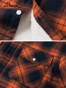 Men's Fleece Thermal Shirt, Warm Flannel Shirt, Lumberjack Shirt, Winter Inner Fleece Jacket - trái cam - Xem 4