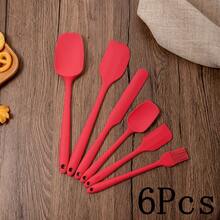 3/6件套硅胶烘焙套装 - 硅胶刮刀、硅胶T形刮刀、硅胶涂抹刷。耐热多用途烘焙套装