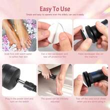 Electric Foot Callus Remover For Women - 1200rpm Electric Foot File Callus Remover With Anti-Slip Stripes, 60pcs Sandpaper Discs Adjustable Speed Foot Sander For Dead Skin Womens(Black),Professional Aluminum Foot File Adjustable Pedicure Tool For Dead Skin At Home - US A Type Plug(110-127V) - View 8