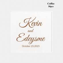 20-500 Pcs Custom Wedding Napkins, Personalized Paper Napkins Variety Fonts & Ink Colors, 3-Ply Disposable Beverage/Dessert Cocktail Napkins For Wedding Table Decorations, Perfect Party Decor For Anniversary, Engagement, Birthday, Baby Shower, Baptism, Christmas Decor - White - View 23