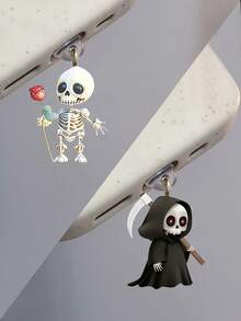 2pcs Cute 2D Acrylic Flat Black Cat Dust Plug, Suitable For Type-C & Lightning Charging Port, Phone Earphone Charging Interface Dust Plug Pendant Decor