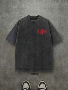 Dr. Pepper Ghost Halloween Shirt, Vintage Retro Washed Shirt Double Sided Printed (230 Heavyweight Pure Cotton T-Shirt)  Dr. Pepper GhostFace Shirt, Funny Halloween T-Shirt, Halloween Gifts, Unisex Shirt, Men's Casual, Comfortable, Fashionable T-Shirt, Street Style Pure Cotton Fall Shirt - 黑色 - 查看 3