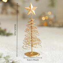 1PC Golden Mini Christmas Tree - Elegant Desktop Decoration, Sturdy Base, Bottle Shaped Retro Holiday Center, High-End Craftsmanship, Suitable For Home, Office, Party - Holiday Home Decoration, No Electricity Required, Christmas Decoration, Christmas Decoration, Office Decoration, High-End Craftsmanship, Iron,