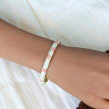 Bransoletka z olejkiem emaliowanym 1 szt., klasyczna bransoletka z kwiatowym wzorem, bransoletka z serii ceramicznej z motywem kwiatowym, modna klasyczna bransoletka, otwierana, bransoletka z biżuterią, biżuteria do noszenia na co dzień